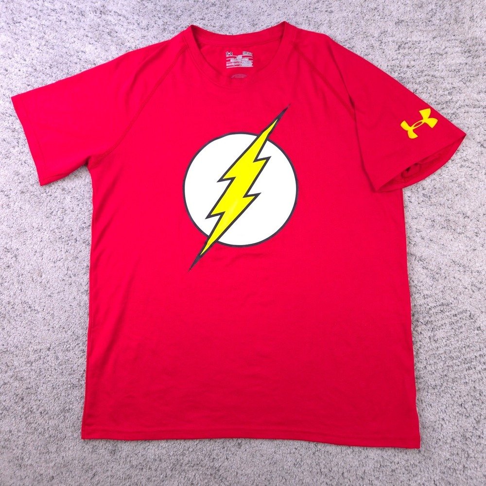 Under Armour The Flash Shirt Mens Small Loose Alter Ego Top Logo Graphic Tee Red